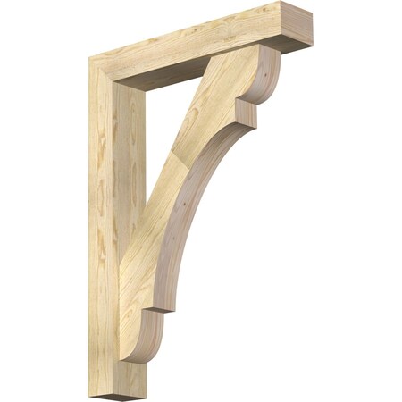 Ekena Millwork Olympic Block Rough Sawn Bracket w/ Offset Brace, Douglas Fir, 6"W x 30"D x 42"H BKT0604X30X42OLY05RDF